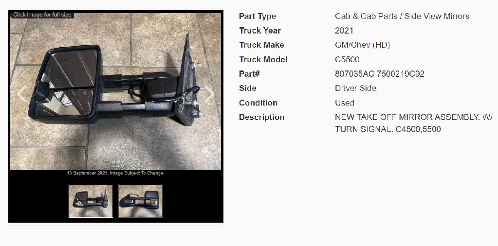 GMC C5500 MIRROR ASSEMBLY CAB/DOOR 3435260